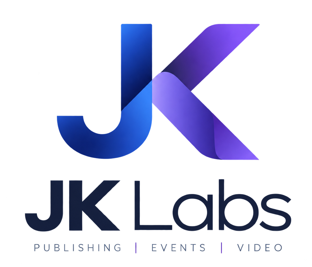 JK Labs CI — 파랑과 보라색 JK 심벌, JK Labs, Publishing | Events | Video